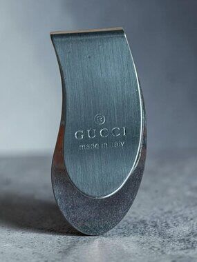 GUCCI Men Brushed Silver Tone Metal Money Clip